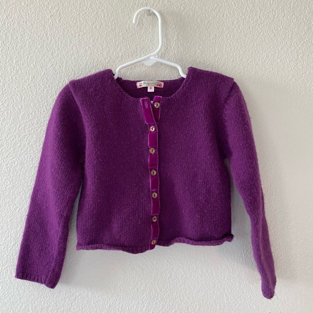 Bonpoint Purple Knit Cardigan